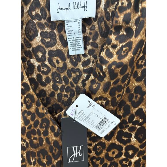 NWT Joseph Ribkoff Beige/Black Satin Animal Print Top Style 244253 Size 8 - Picture 10 of 10